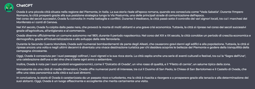 Ovada secondo ChatGPT